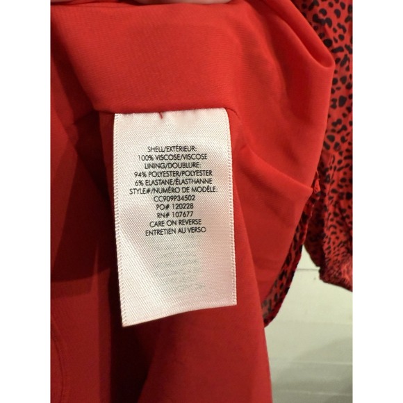 Alice & Olivia Mini Dress Red POLLY Leopard Print Long Sleeve V-Neck Size 12 - Picture 8 of 13